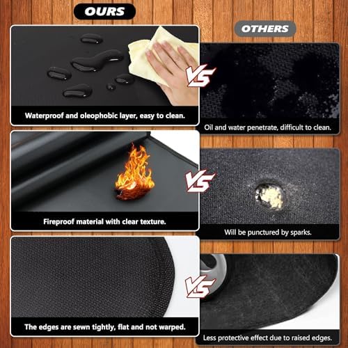 60 x 40 inch Under Grill Mats for Outdoor Grill, Oil and Waterproof, Double-Sided Fireproof Fire Pit Fireplace Outdoor BBQ Mat for Protecting Deck and Lawn