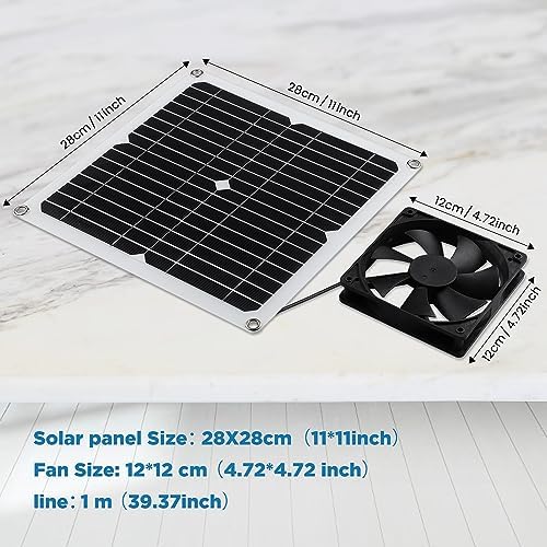 SUNYIMA Solar Panel Fan Kit, 12W Weatherproof Solar Panel with DC Fan for Small Chicken Coops, Greenhouses, Sheds,Pet Houses, Window Exhaust (Single Fan)