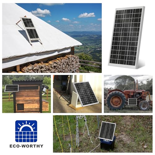 ECO-WORTHY Solar Panel 25W 18V Monocrystalline Waterproof Panel for Charging 12V Battery of RV Boat Trailer ATV Car or Powering Light, Charing 12V Battery Pack and Other Off-Grid Applications