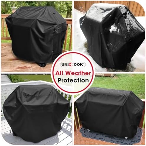 Unicook Outdoor Large Grill Cover 70 Inch, Heavy Duty Waterproof Gas Grill Cover for Outside, Fade Resistant Durable BBQ Protector, All Weather Protection for Backyard BBQs, Black