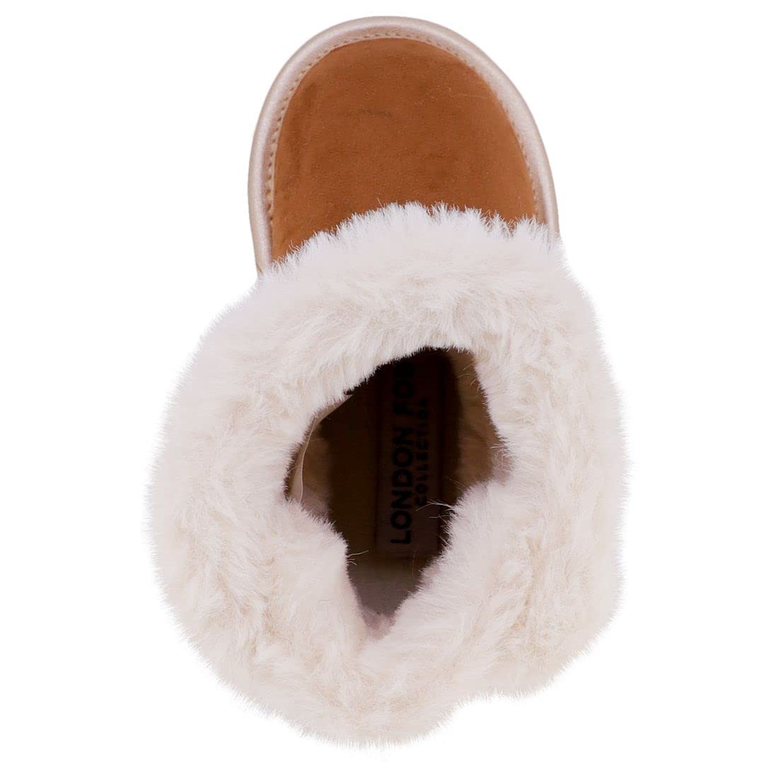 LONDON FOG Girls Toddler Derby Street Fashion Boot Fur Lined Warm Winter Boots Chestnut 6