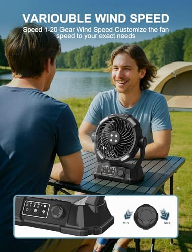 Portable Misting Fans - 6L Water Tank, 20000mAh Rechargeable Outside Water Fans with Remote Control, LED Light Adjustable Spray Mister Fan with Hook/Bucket, Misters for Outdoor Patio/Camping