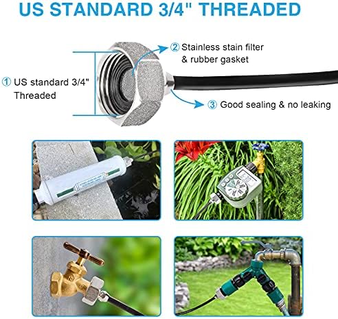 Bonviee Misters for Outside Patio - 75FT Misting Cooling System with 28 Brass Nozzles and 3/4" Adapter, 23M DIY Outdoor Misters Kit for Garden, Greenhouse, and Patio Cooling