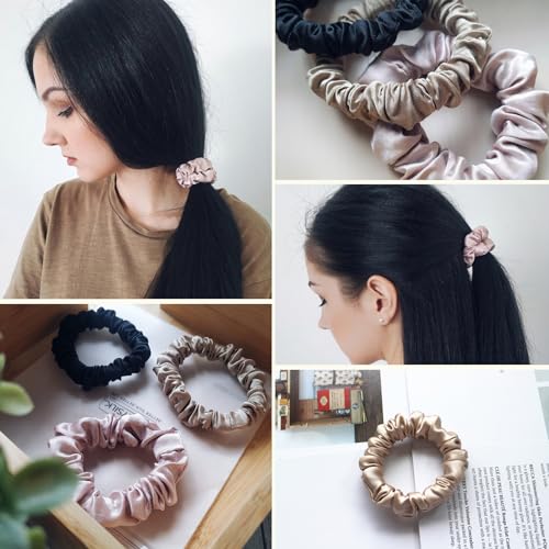 LILYSILK Silk Hair Scrunchies/Ties for Frizz & Breakage Prevention, 100% Mulberry, No Damage, Elastic ponytail Holders, 1Pc, Claret