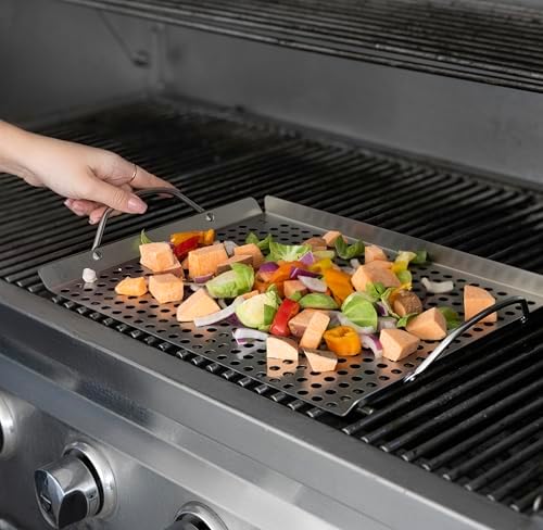 Outset 76630 Stainless Steel Grill Topper Grid, Set of 2, 11"x7" and 11"x17"