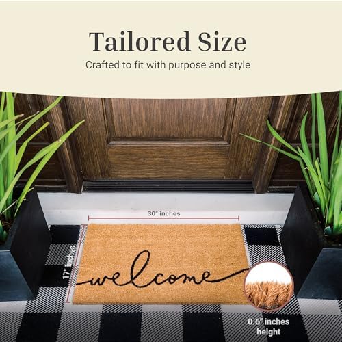 THEODORE MAGNUS Door Mat – Coir Doormat for Outdoor Entrance, Durable Welcome Mat with Non-Slip Backing, Perfect for Front Door and Entryway - Outdoor/Indoor - Warm Greeting - 17" x 30"