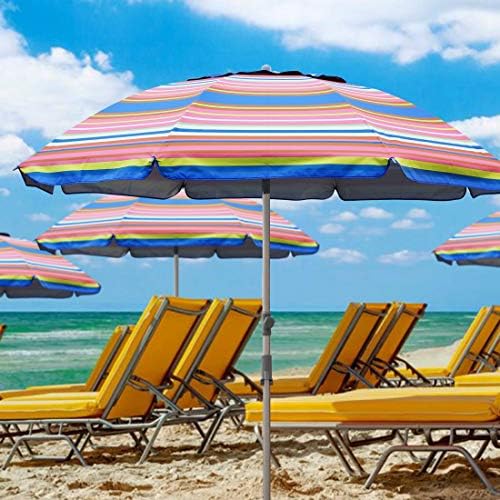 Blissun 7.2' Beach Umbrella with Sand Anchor, Outdoor Portable Beach Umbrella for Sand with Tilt Pole, Carry Bag, Air Vent