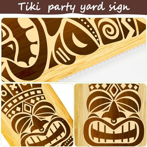 2 PCS Tiki Bar Surfboard Yard Signs Surfboard Beach Signs with Stakes Hawaiian Luau Party Decoration Summer Theme Decor for Tiki Bar Beach Outdoor