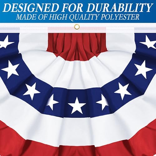 6 Pack 3x6 FT American Bunting Flag, USA Pleated Fan Flag Patriotic Half Fan Banner 4th of July Decorations Outdoor Memorial Day Decor Fourth July Independence Day Outside Red White and Blue Decor