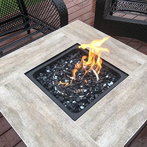 GRISUN Onyx Black Fire Glass for Fire Pit, 1/2 Inch High Luster Reflective Tempered Glass Rocks for Natural or Propane Fireplace, Safe for Outdoors and Indoors Firepit Glass, 10 Pounds