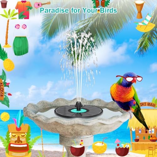 Solar Fountain Cyan Flower, Upgrade 3.5W Solar Bird Bath Fountains, Solar Powered Water Fountain with 7 Nozzles, 4 Fixed Pipes for Hummingbirds, Bird Bath, Garden, Pool, and Pond