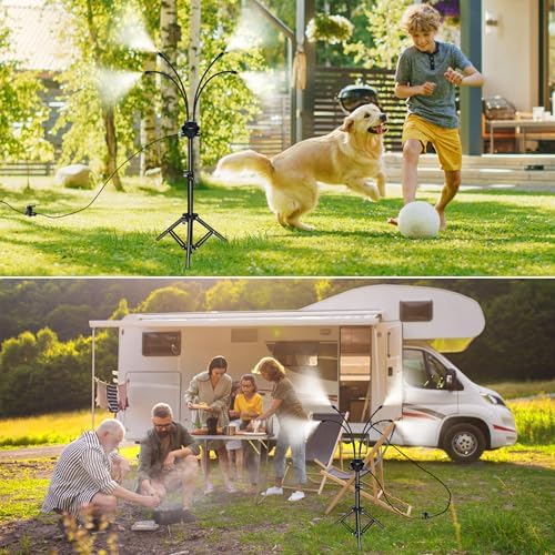 Standing Misters for Outside Patio – 3.6 FT Adjustable Height Stand Misting System for Outdoor Cooling, Portable Water Mister for Mist Playing, Backyard, Porch & Sprinkler