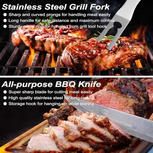 POLIGO 29 PCS BBQ Grill Accessories Stainless Steel BBQ Tools Grilling Tools Set with Storage Bag for Fathers Day Dads Birthday Presents - Camping Grill Utensils Set Ideal Grilling Gifts for Men Women