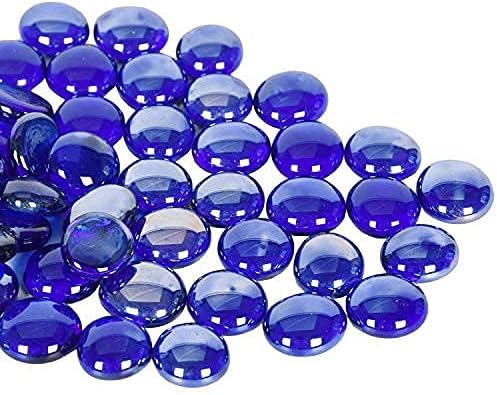 GasSaf Blue Fire Glass Beads for Outdoor Fire Pit, Fireplace, Replaces Existing Gas Logs & Lava Rocks, 3/4 Inch Glass(10 Pound)(Cobalt Blue)