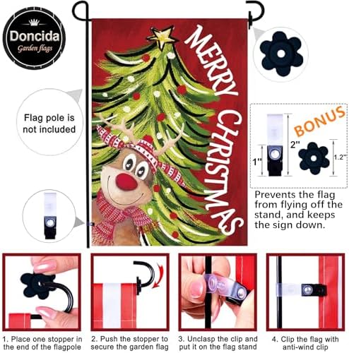 Doncida Seasonal Garden Flags Set of 12 Double Sided Double Stitching 12x18 Inch, Spring Summer 4th of July Yard Flags for Outside Decor, Includes Free Anti-Wind Clip and Stopper