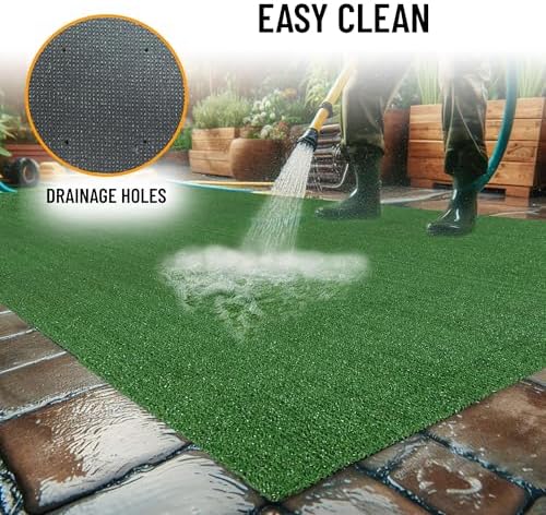 Ottomanson Artificial Grass Turf 2'7" x 10' Indoor Outdoor Faux Grass Rug with Drainage Holes, Customizable with Extra Long Size Options, Perfect for Patio Lawn Balcony Weddings Photoshoot Backdrop