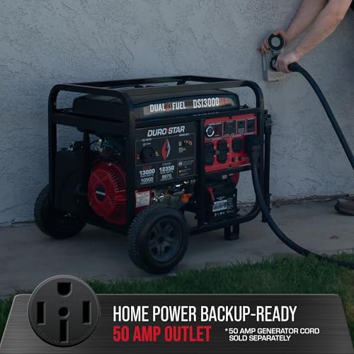 DS13000MX 13,000-Watt 500cc Dual Fuel Portable Generator - Gas and Propane, Remote Electric Start, Whole Home Power Backup, Transfer Switch Ready, RV & Emergency Ready