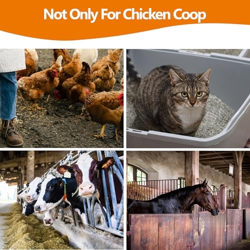 Chicken Poop Scooper Sturdy Spring Steel Chicken Coop Scoop Heavy Duty 38 to 66" Adjustable Sifting Shovel for Chicken Coop with Long Stainless Steel and Rubber Handle