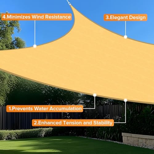 Artpuch Sun Shade Sail, 12'x16' Sand Rectangle, Curved Edged Commercial Grade 185GSM Permeable Outdoor Shade Cloth for Deck, Backyard, Patio (Custom Sizes Made)