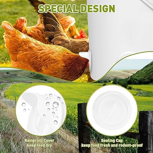 24 Pcs Chicken Feeder Kit and 24 Pcs Water Cup Kit, Gravity Poultry Waterer Cup and Poultry Feeder Port Set with Hole Saw and Sealing Tape, Chicken Feeder No Waste for Duck Bird Quail