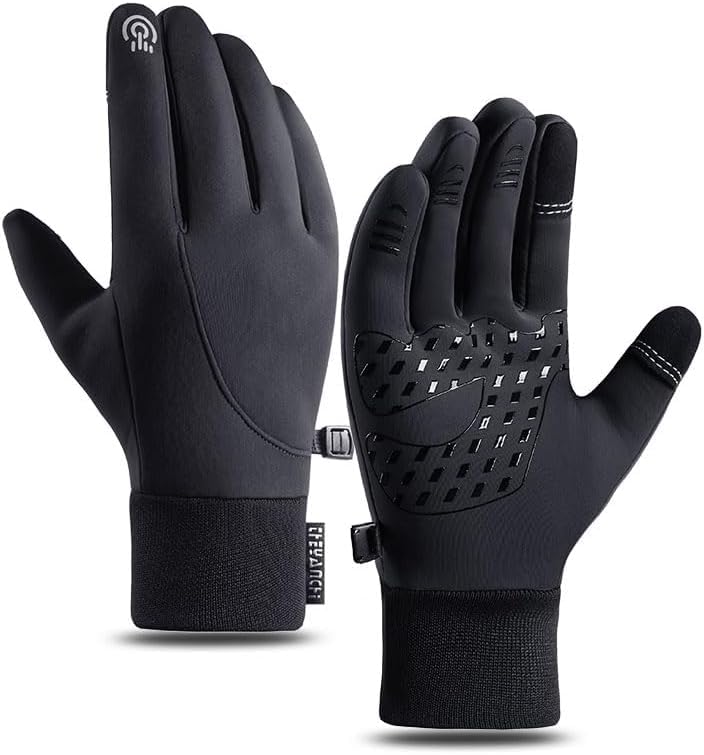 SwindowL Winter Gloves Touch Screen Mens Gloves for Cold Weather,Waterproof Gloves for Men Thermal for Running Cycling (Black, Medium)