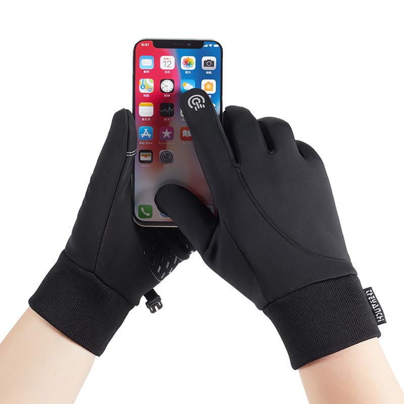 SwindowL Winter Gloves Touch Screen Mens Gloves for Cold Weather,Waterproof Gloves for Men Thermal for Running Cycling (Black, Medium)