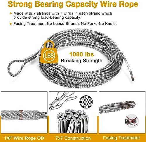 Duerer Sun Shade Sail Hardware Kit Winch Set 60pcs for Rectangle Triangle Sun Shade Sails Canopy Installation Stainless Steel Accessories for Outdoor Garden Patio(2 * Ratchet Winch + 4* 6.6ft Cables)