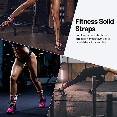 Slim Panda Ankle Strap for Cable Machine,Ankle Cuff for Kickbacks, Booty Hip Abductors,Glute Workouts, Leg Extensions, Curls for Men and Women, Adjustable with Double D-Rings (Pair, Pink)
