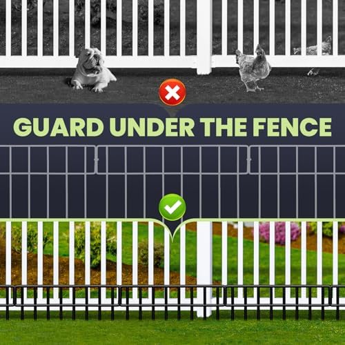19.5Ft(L) X 13Inch(H) Animal Barrier Fence,14 Pack No Dig Fence Panels, Dog Dig Fence Barrier, Metal Small Garden Fence Border for Dogs Rabbits Defense, Bottom Blocker for Outdoor Yard Patio