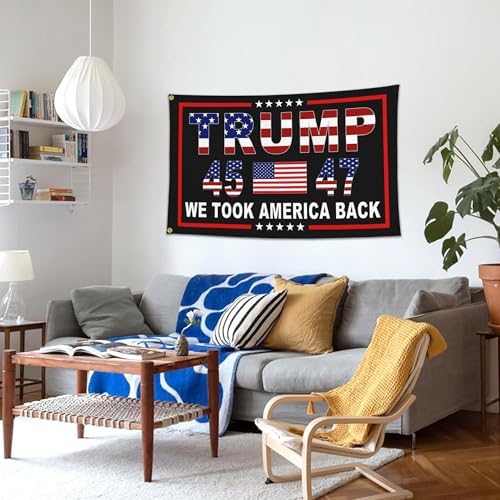 3 Ply Trump 45th 47th President Flag Trump 2025 Flags 3x5 Ft Outdoor Double Sided We Took America Back Flags for Bedroom Room Yard House Decorations Banner
