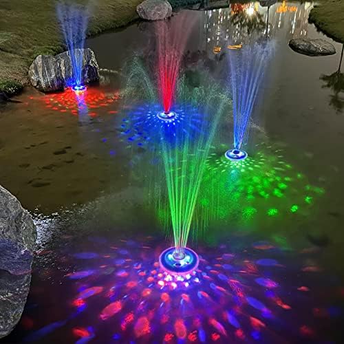 Floating Water Fountain with Underwater Lights, Rechargeable Battery Powered Pump Outdoor, 2 Modes Sprinkler Waterfall Fountain for Inground Above Ground Pool, Pond-Blue-1PC
