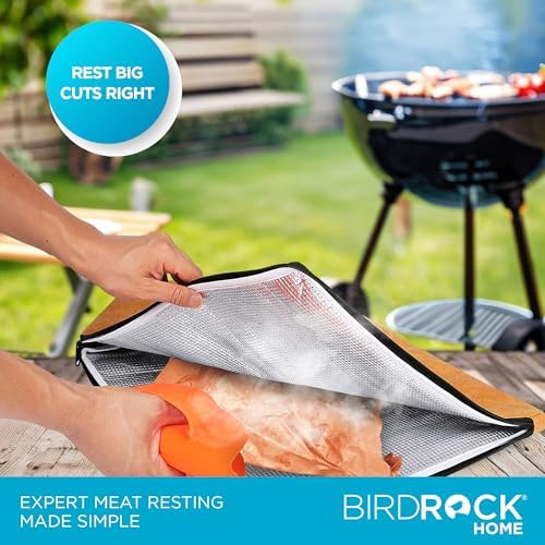 BIRDROCK HOME Collapsible Large BBQ Prep Tub & BBQ Resting Bag - Multi-Function Grill Caddy w/Colander & Lid, Portable Silicone Dish Bowl for Picnic, Tailgate, Camping