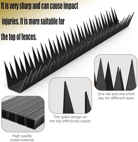 Anti Climb Fence Spikes Metal for Outdoor Walls, Garden Fences,Intruder Deterrent Fence Wall Spikes for Thieves and intruders,Roofs, Durable Home Security 6PCS(94.4 in )