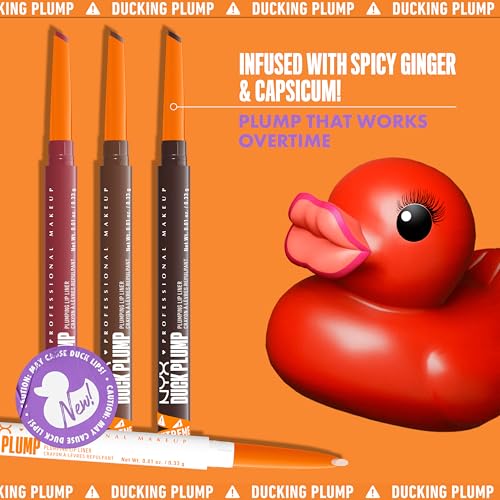 NYX PROFESSIONAL MAKEUP Duck Plump Plumping Lip Liner, Matte Pencil With Up To 10HR Wear, Dash Of Cocoa (Cocoa Brown Lip Liner)