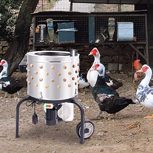 VEVOR Chicken Plucker Machine, 20-inch Stainless Steel Drum Feather Plucker, Defeathering Equipment with 108 Soft Rubber Plucking Fingers, Simple Debris Collection, for Chicken Poultry Plucking