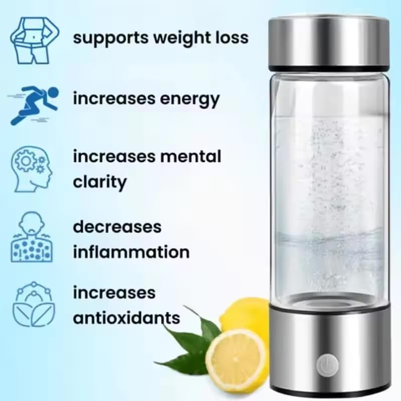 AURUM LIFE Premium Dual Mode Hydrogen Water Bottle, Portable Hydrogen Generator, 1800PPB 550ML Ion Water Bottle Hydro Water Suitable for Office,Travel & Daily Workout, Energy Booster with Hydrogen