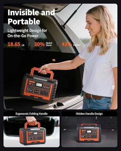 EBL 1000W Portable Power Station, 999Wh Solar Generator (2000W Peak), AC/Wireless Charging/60W USB-C Output, Lithium Battery for Emergency, Home Backup, Camping, RV, Off-Grid Living