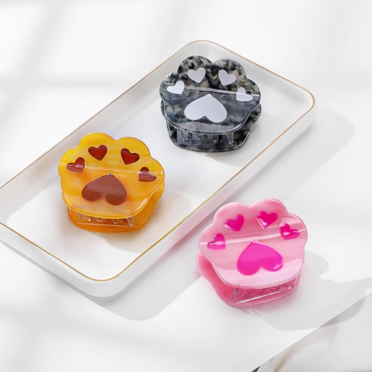 Novelty Paw Hair Clip,Acetate Claw Clips,Hair Clips for Women,Coffee