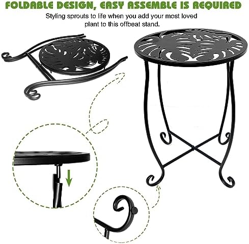 Metal Round Side Table for Small Spaces - Indoor/Outdoor, Perfect for Patio, Yard, Porch, Balcony, Garden