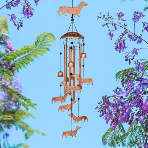 Dachshund Dog Wind Chimes for Outside,Metal Windchimes,Dachshund Dog Gifts for Women/Men,Wind Chime Garden Decor Outdoor,Memorial/Housewarming/Birthday/Festival Gifts,Front Yard Decor