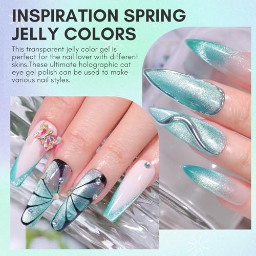 Makartt Cat Eye Gel Nail Polish - Black Hole Holographic Sparkly Gel with Magnet Stick, UV LED Soak Off for Nail Art Designs, Neutral Territory