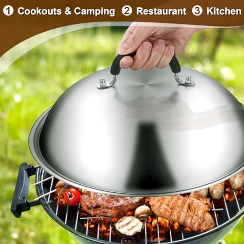 Griddle Accessories for Blackstone, Commercial Grade 12 Inch Heavy Duty Round Basting Cover, Stainless Steel Cheese Melting Dome and Steaming Cover, Best for Use in Flat Top Grill Cooking