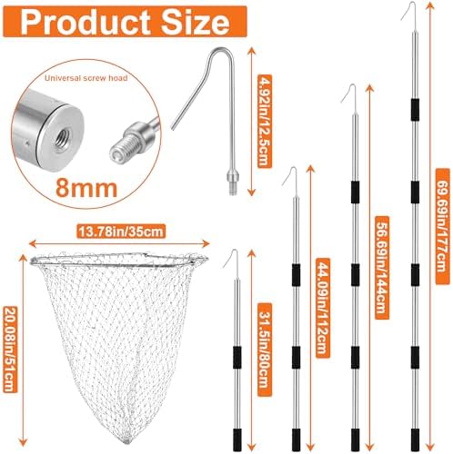 Erweicet Chicken Catcher, Chicken Leg Hook Coop Accessories 33" to 75" Inch Chicken Catcher Net for Catching Chickens Ducks Goose Birds