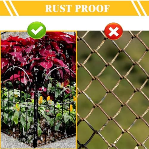 Garden Fence, 22 in(H) x 10.83 ft(L) Arched Rustproof Metal No Dig Fence Garden Fence Border, Ground Stake Animal Barrier Fence for Rabbit Dog, Outdoor Decor for Yard & Patio