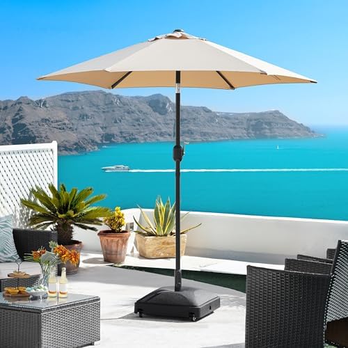 Yaheetech Fillable Mobile Umbrella Base, Heavy Duty Patio Umbrella Pole Holder for Outdoor 4 Wheels, 2 Locks 2 Knobs 123lb Capacity for Deck, Poolside, Garden, Black