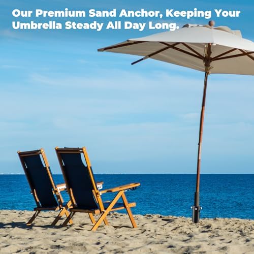 Beach Umbrella Sand Anchor - Heavy Duty Outdoor Umbrella Holder No Dig Ground Umbrella Base - Sturdy and Reliable 2.3“ Inner Diameter, Black(1 Pack)