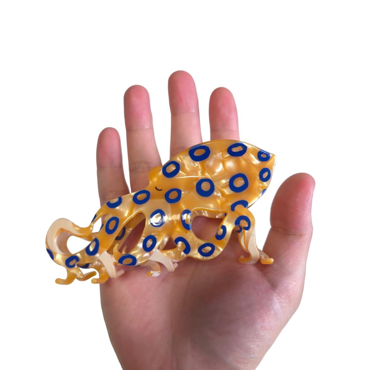 Novelty Blue-Ringed Octopus Hair Clips,Cellulose Acetate Hair Clips,Big Claw Clips for Girl,Hair Accessories