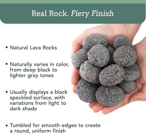 Black Lava Rocks for Fire Pit - 2 to 3 Inch 20 lbs - Gas Fireplace Stones - Volcanic Rock for Propane Fire Pit - Decorative Stone for Outdoor & Indoor Gas Fireplace