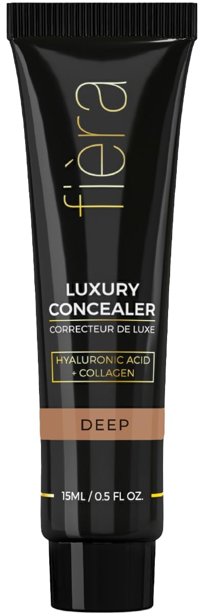 Fièra Luxury Concealer & Foundation with Anti-Aging Ingredients - Full Coverage for Dark Circles, Wrinkles, Fine Lines, and Spots, All-Day Wear For Mature Skin - Deep, 0.5 FL. OZ. / 15 ML