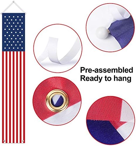 4th of July Decorations Outdoor - Hanging American Flag Banners Stars and Stripes Porch Sign -Patriotic Memorial Day Decor Party Supplies for July Fourth Independence Labor - Red White Blue (2 Pcs)